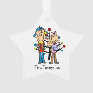 Stick Figure Parents, Boy, Baby Ornament