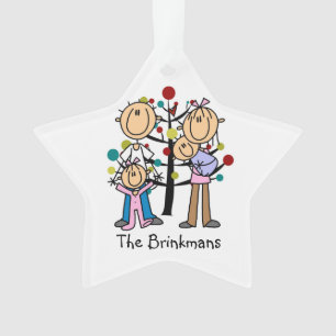 Stick Figure Parents, Girl, Baby Boy Ornament