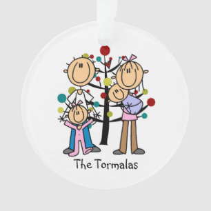 Stick Figure Parents, Girl, Baby Boy Ornament