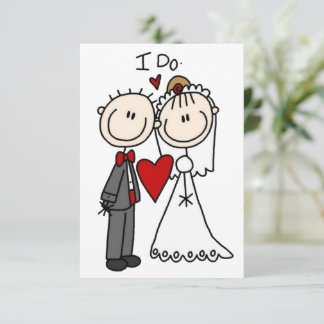 Stick Figure People Bride and Groom Wedding Invitation