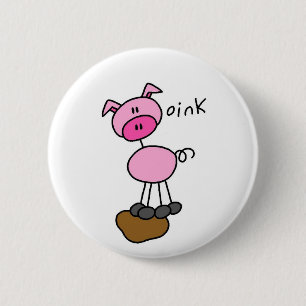 Stick Figure Pig Tshirts and Gifts 6 Cm Round Badge