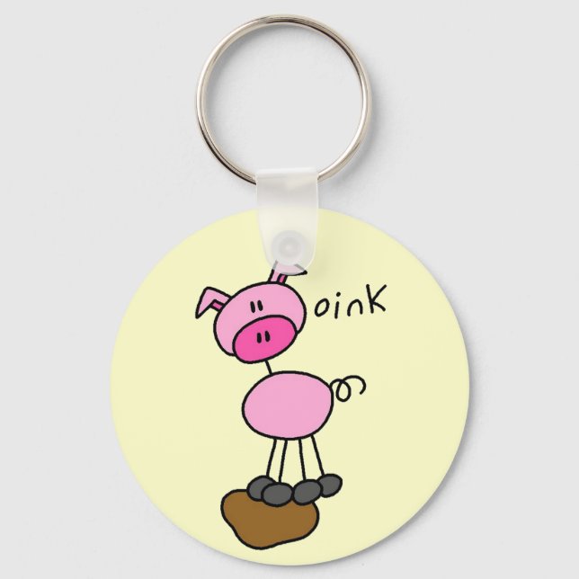 Stick Figure Pig Tshirts and Gifts Key Ring (Front)
