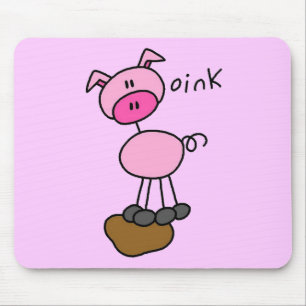 Stick Figure Pig Tshirts and Gifts Mouse Pad