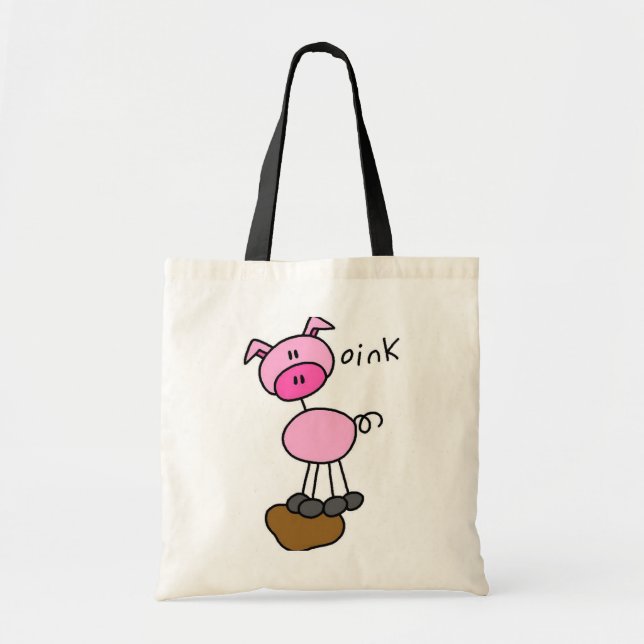 Stick Figure Pig Tshirts and Gifts Tote Bag (Front)