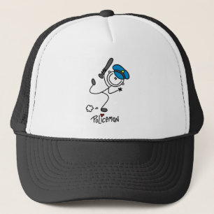 Stick Figure Police Officer Trucker Hat