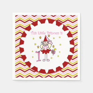 Stick Figure Princess 1st Birthday Paper Napkins