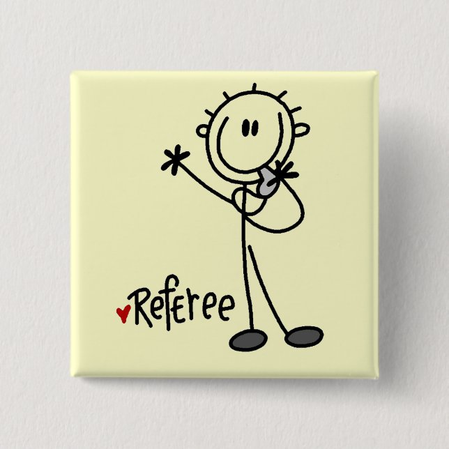 Stick Figure Referee Tshirts and Gifts 15 Cm Square Badge (Front)