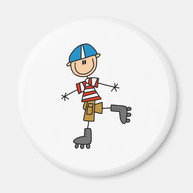 Stick Figure Roller Skating Magnet (Front)