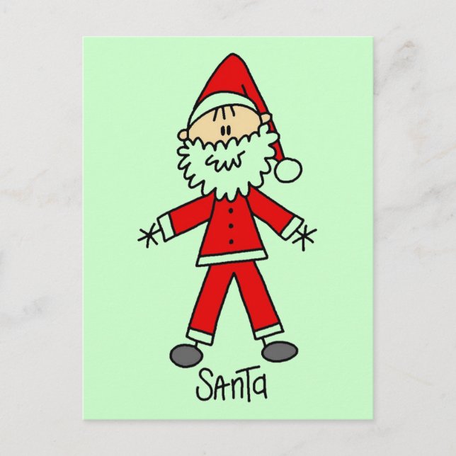Stick Figure Santa Claus Tshirts and Gifts Holiday Postcard (Front)
