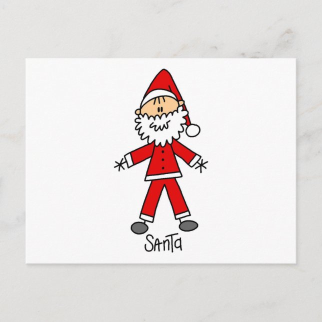 Stick Figure Santa Claus Tshirts and Gifts Holiday Postcard (Front)