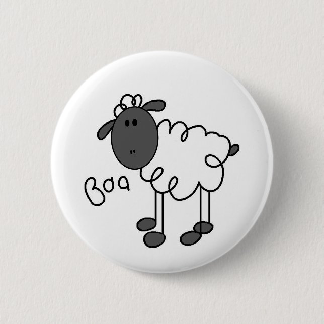 Stick Figure Sheep 6 Cm Round Badge (Front)
