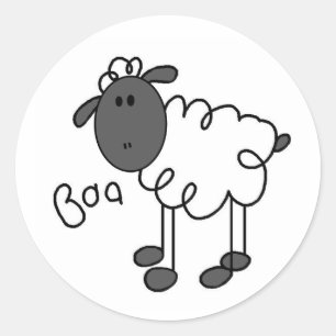 Stick Figure Sheep Classic Round Sticker