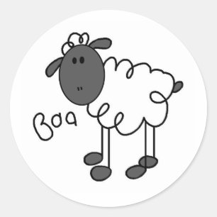 Stick Figure Sheep T-shirts and Gifts Classic Round Sticker