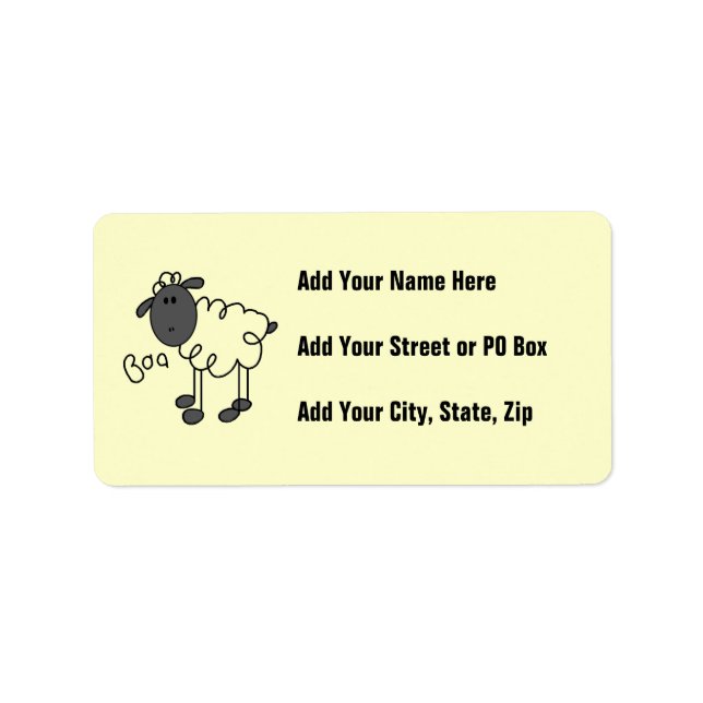 Stick Figure Sheep T-shirts and Gifts Label (Front)
