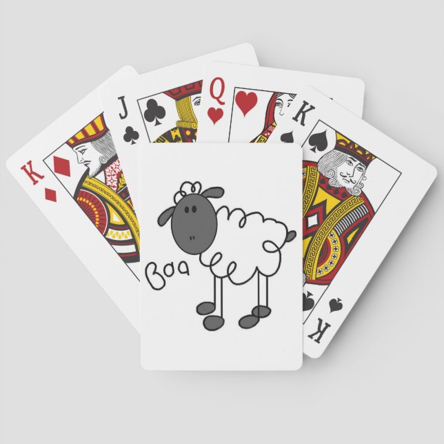 Stick Figure Sheep T-shirts and Gifts Playing Cards (Back)