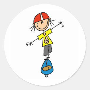 Stick Figure Skateboarder Classic Round Sticker