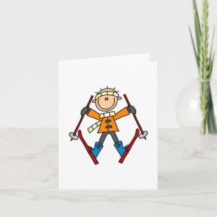 Stick Figure Skier T-shirts and Gifts Card