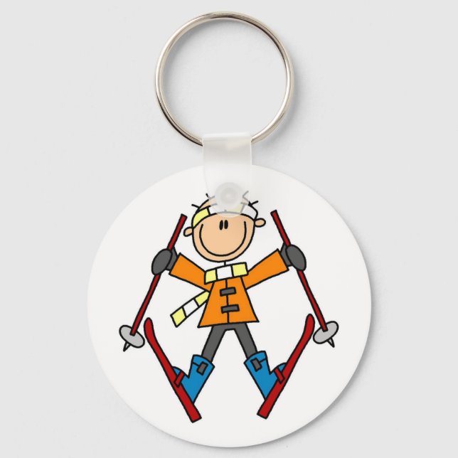 Stick Figure Skier T-shirts and Gifts Key Ring (Front)