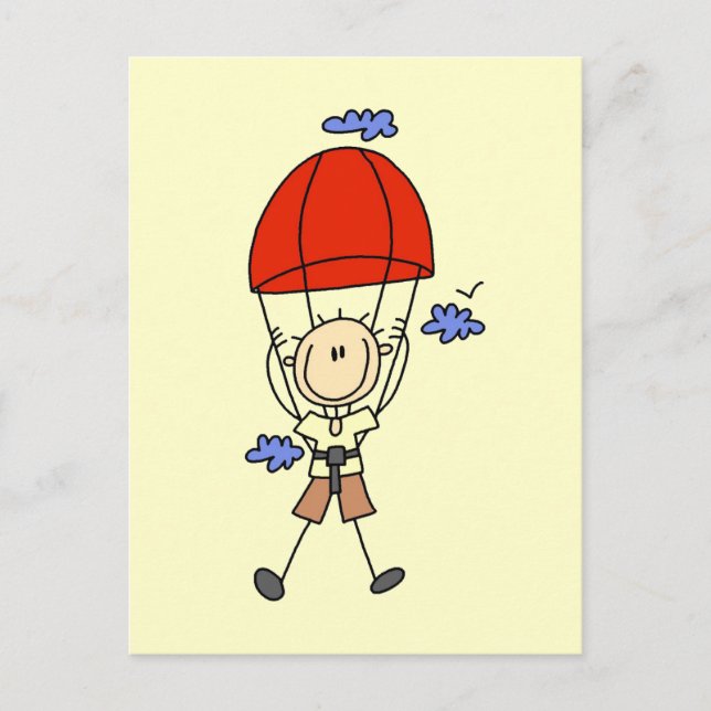 Stick Figure Sky Diver Tshirts and Gifts Postcard (Front)