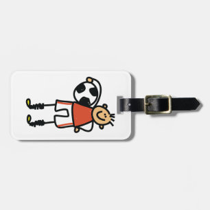 Stick Figure Soccer Boy Football Player Luggage Tag