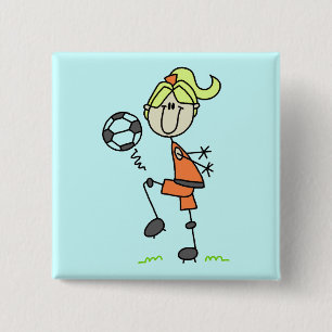 Stick Figure Soccer Tshirts and Gifts 15 Cm Square Badge