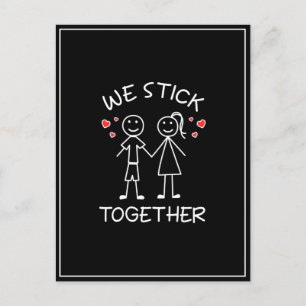 Stick Figure Stickman Couples Valentines Day Love  Postcard
