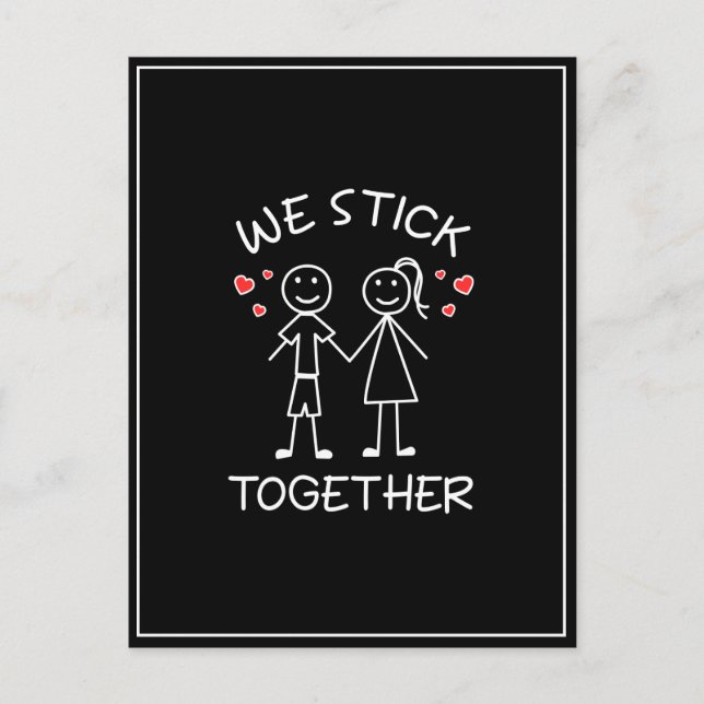 Stick Figure Stickman Couples Valentines Day Love  Postcard (Front)