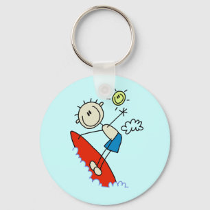 Stick Figure Surfer Boy Tshirts and Gifts Key Ring