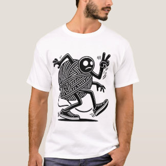  Stick Figure Tangled in Yarn, Humourous and Quirk T-Shirt