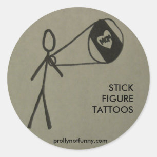 STICK FIGURE TATTOOS CLASSIC ROUND STICKER