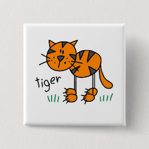 Stick Figure Tiger T-shirts and Gifts 15 Cm Square Badge