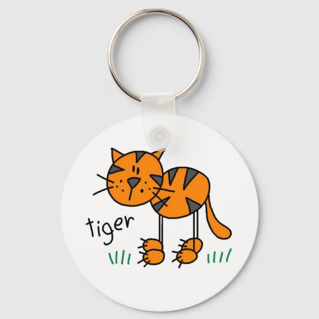 Stick Figure Tiger T-shirts and Gifts Key Ring (Front)