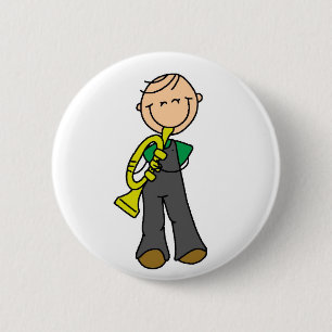 Stick Figure Trumpet Button