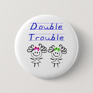 Stick Figure Twin girls 6 Cm Round Badge
