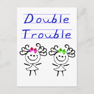 Stick Figure Twin girls Postcard