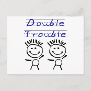 Stick Figure Twins Postcard