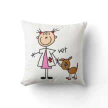 Stick Figure Veterinarian With Dog Throw Pillow