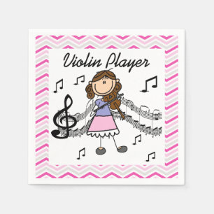 Stick Figure Violin Player Paper Napkins