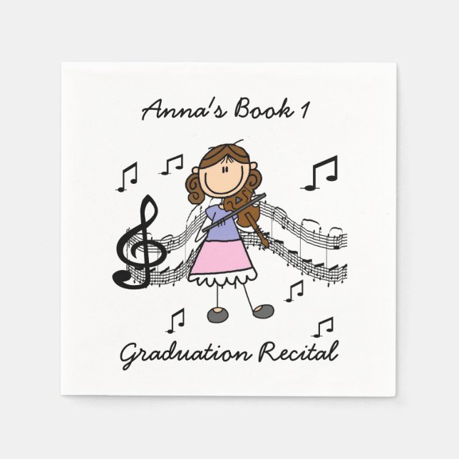 Stick Figure Violin Player Paper Napkins (Front)
