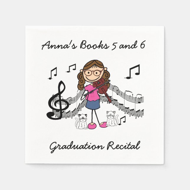 Stick Figure Violin Player Paper Napkins (Front)