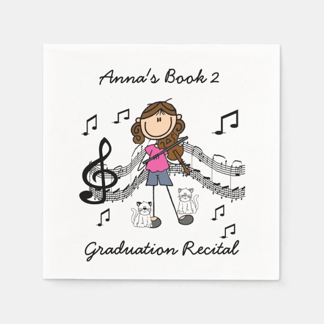 Stick Figure Violin Player Paper Napkins (Front)