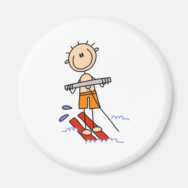 Stick Figure Water Skiing Magnets (Front)