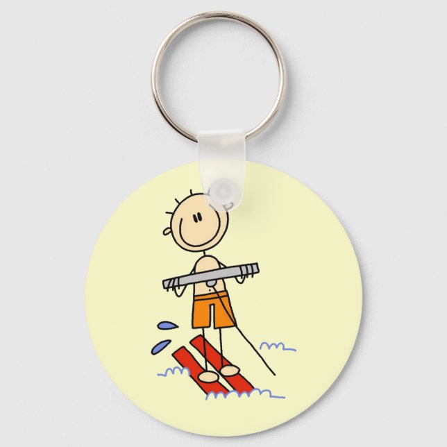 Stick Figure Water Skiing Tshirts and gifts Key Ring (Front)