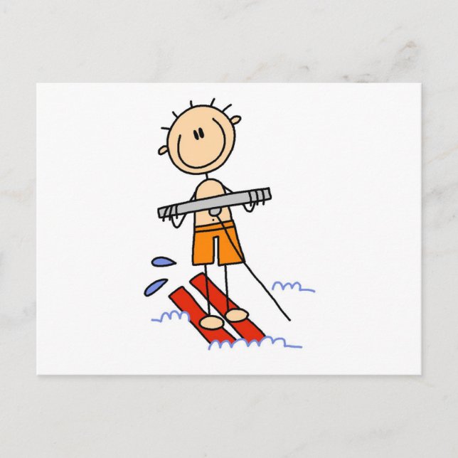 Stick Figure Water Skiing Tshirts and gifts Postcard (Front)