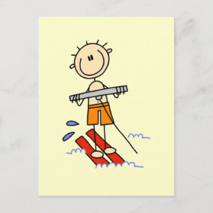 Stick Figure Water Skiing Tshirts and gifts Postcard