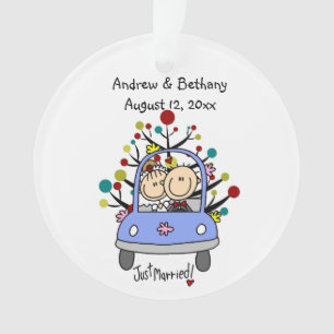 Stick Figure Wedding Couple Cat Acrylic Ornament