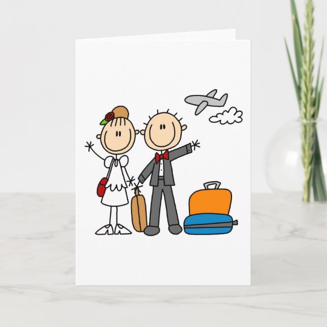 Stick Figure Wedding Honeymoon T-shirts and Gifts Card (Front)