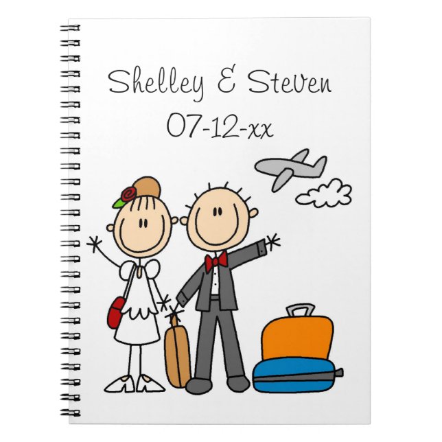 Stick Figure Wedding Honeymoon T-shirts and Gifts Notebook (Front)