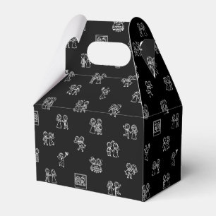 Stick Figure Wedding Moments – White on Black Dood Favour Box