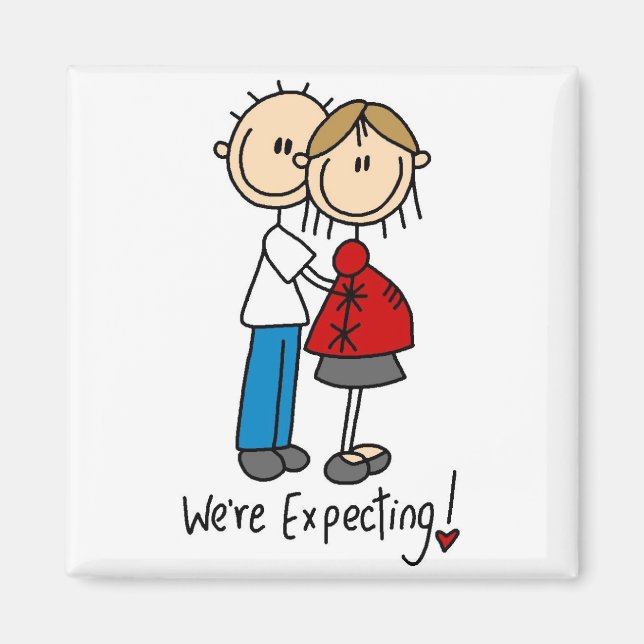 Stick Figure We're Expecting Magnet (Front)